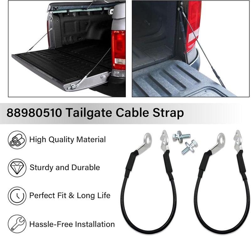 ROOTMUTIFY 88980510 Tailgate Cable Strap with Bolt, Tailgate Parts, Fit for 1999-2007 Chevy Silverado Avalanche GMC Sierra 1500 2500 3500, Replace 88980509 11609938 (2 Pcs) - Image 5